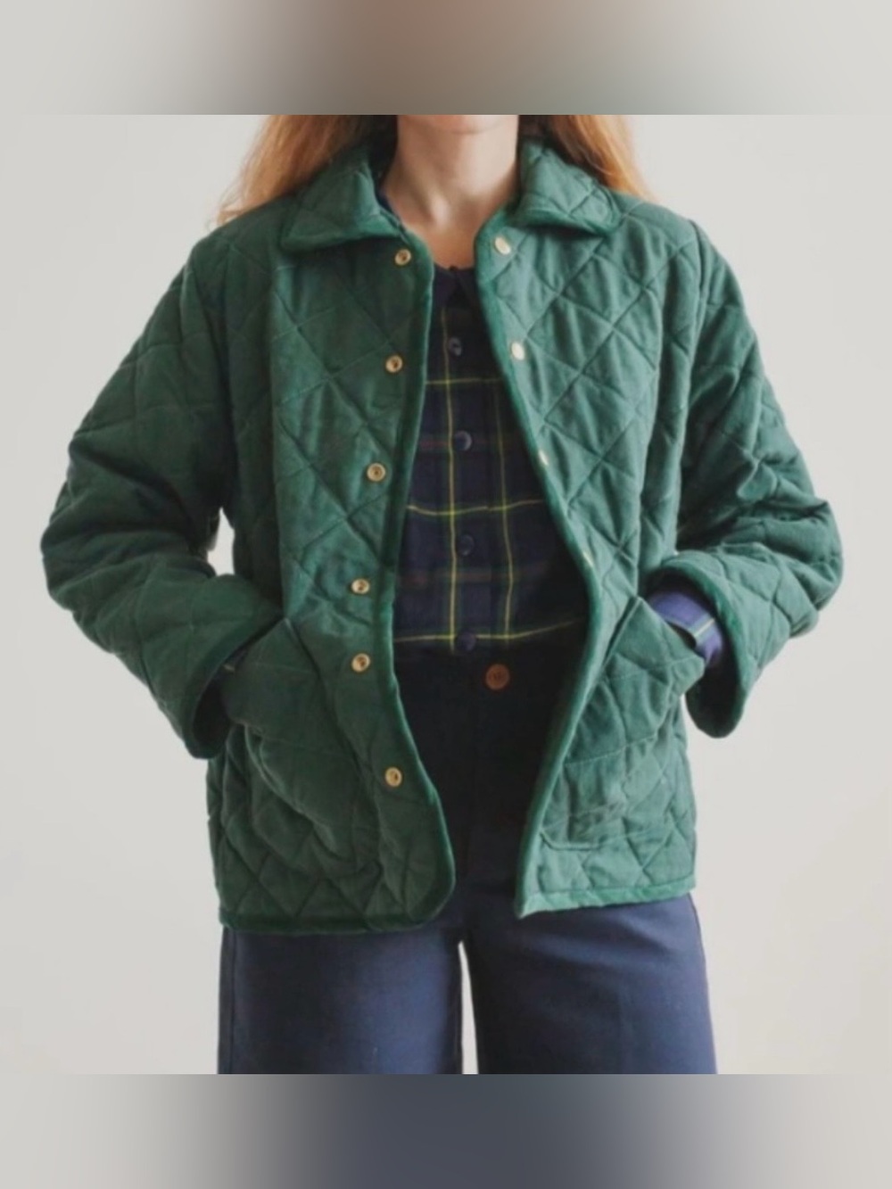 Devon's Drawer Green Quilted Sage Jacket size small button down cotton